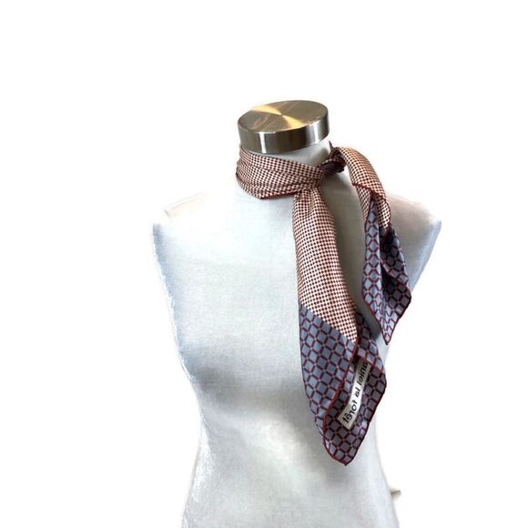 Square Daniel La Foret Brand Silk Scarf Geometric Print 26”x26” - Picture 11 of 14